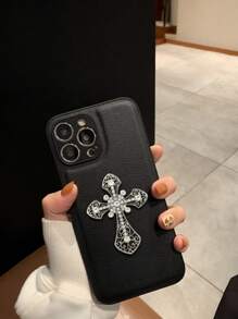 1 pièce Coque de téléphone en PU mat motif croix gothique, coque de protection à la mode pour iPhone 16, 15, 14, 13, 12, 11, 16 Pro Max, X, XS, 7/8 Plus ; compatible avec Pixel 7, 7A, 7 PRO, 8, 8A, 8 PRO, 9, 9 PRO, 9 PRO XL