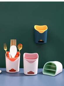 3Pcs Cutlery Storage Boxes, Fork, Spoon, Chopstick Cutlery Rack, Sink, Wall Mounted Storage Rack, Upgraded Double-Layer Design With Self Draining Function, Farmhouse Kitchen Cutlery Box Countertop, Kitchen, Bathroom Storage Box, Christmas/Valentine's Day And Other Holiday Gifts, Suitable For Kitchen, Bathroom, Makeup Brush, Table, Pen, Pencil, Give Your Family A Warm Gift