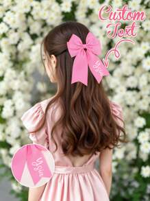 1 pieza Pinza de pelo con lazo personalizada para niñas con nombre impreso, lazo de pelo bordado con nombre personalizado, hebilla de pelo en forma de moño linda, adecuada para decoración diaria del cabello, regalo para niñas