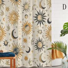 1pc Printed Waterproof Shower Curtain With 12 Plastic Hooks, Machine Washable, Bathroom Divider, Tub Curtain, Bathroom Decorative Window Curtain Back To School