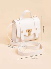 1个女孩时尚百搭单肩斜挎包，夏季流行小方包 - 白色 - 查看 7