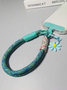 Polyamid Armband Handyband, mit gewebtem Riemen und Gänseblümchen Details - unisex Handyverlust-verhindernd, geeignet für Reisen und Outdoor-Nutzung, Geschenke für Mutter, Familie, Freunde, Geburtstag, Feiertage, Handycharm, Handykette