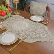 1 Pc Rope Embroidered Table Cloth, Table Runner, Doilies, Placemat,1 Pair Napkin(2 Packed Per Bag), Size: 85cm*85cm, 40cm*100cm, 40cm*120cm, 40cm*150cm, 40cm*40cm Square, 40cm Round, 28cm*28cm(Napkin), Traditional Style, Best Decoration For Dinning Table, Coffee Table, Suitable For Parties, Celebrations, Holidays And Daily Life.