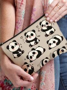 Bolsa de maquillaje con diseño lindo de panda - Bolsa cosmética con cremallera y forro ligero, apropiada para artículos de tocador y accesorios - Multicolor - Ver 3