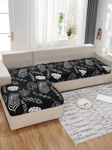 1 Stück digitaldruck Sofakissenbezug, Schwarz-Weiß Blättermuster, hoch elastisch, kratz- und staubfest, abnehmbar und waschbar, geeignet für Wohnzimmer, Schlafzimmer, moderne Dekoration, ganzjährig