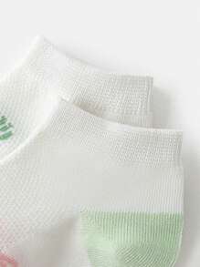 10 pares/5 pares Calcetines cortos para niñas y niños con diseños de dibujos animados, letras, rayas y moños en contraste con malla, transpirables y de secado rápido para el verano, la primavera, el otoño y actividades deportivas, regalos para niñas, niños, mamá y papá