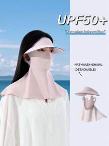 GOLOVEJOY 1pc Summer New Full Face Sun Protection Hat, Women Breathable Fabric UV Protection Neck Cover Detachable Brim Hat - Suitable For Cycling, Camping, Hiking, Mountaineering, Outdoor Activities - Multicolor - View 5