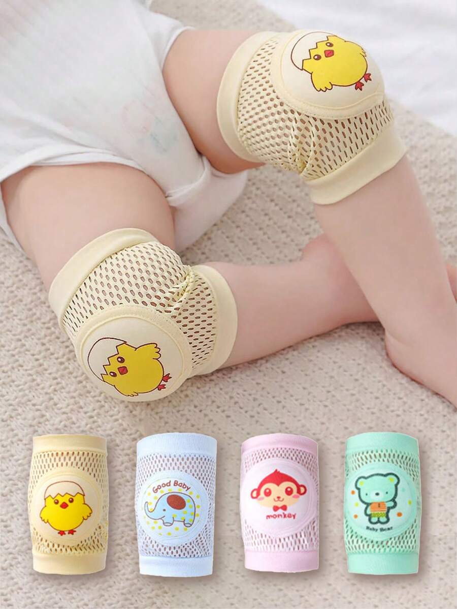 1 Pair Of Children's Animal Pattern Knee Pads, Baby Crawling Knee Pads Suitable For Indoor Learning, Crawling, Anti Fall Knee Pads, Elbow Pads, And Leg Pads For Protection - Multicolor - View 1