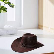One PCS-Fashionable Retro Cowgirl Hat For Women  Men - Durable Synthetic Leather Sun Cap For Holidays, Beach Outings  Hiking Trails - Nâu nhạt - Xem 4
