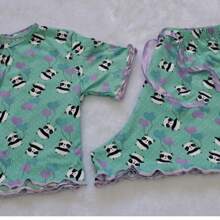 Pijama Feminino Adulto Ondinha Cropped Baby Doll Short Estampado Suede Roupa de Dormir