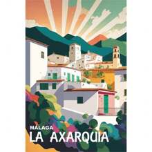 1pc Wall Arts Posters Optional Frame Travel Canvas Poster, Retro Travel Poster Malaga City Canvas Printing Art Village Beach Sunshine Coast Retro Wall Art Picture Mural Home Decoration, Frameless ,Wall Art With Frame - Multicolor - View 25