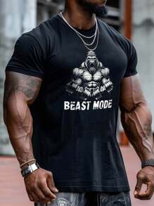 T-shirt da uomo con stampa di gorilla in stile Beast Fitness,Modalità Beast, Gorilla, T-shirt da uomo, T-shirt grafica, Maglietta da palestra, Maglietta da allenamento, Abbigliamento fitness, Moda da uomo, Canottiera