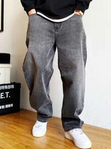 Bag Balloon Jeans Wide Straight Cut Carpenter UNISEX - Gris Claro - Ver 2