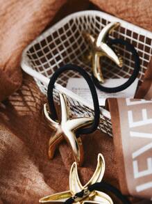 1pc Women's Minimalist Metal Starfish Hair Scrunchie, High-End Ponytail Tie, Fashion Hair Accessories,Gold Hair Head Piece