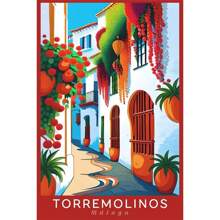 1pc Wall Arts Posters Optional Frame Travel Canvas Poster, Retro Travel Poster Malaga City Canvas Printing Art Village Beach Sunshine Coast Retro Wall Art Picture Mural Home Decoration, Frameless ,Wall Art With Frame - Multicolor - View 52