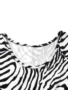 Women's Zebra Print Sleeveless Tank Dress - Round Neck Summer Sundress, Casual Vacation Outfit, Stretchy Bodycon Mini Dress For Beach & Daily Wear,Fashion Vacation Outfits Women,Bohemia Multicolor Women Short Dresses - Black - View 4