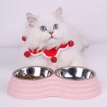 1 pièce Bol double en acier inoxydable Cadeau pour amateurs de chats/chiens et amoureux des chats/chiens. Bol d'eau et de nourriture pour animaux de compagnie antidérapant. Base antidérapante pour l'alimentation intérieure et extérieure. Bols intérieurs amovibles.
