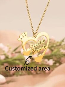 A Custom Matching Couple Name Necklace With Personalized Names, Designed As A Crown And Heart, Suitable For Weddings, Daily Wear And Mother's Day Gifts