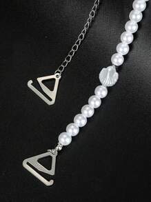 2 regulowane ramiączka do biustonosza zdobione perłami, odpinany łańcuszek na klatkę piersiową, pasek na ramię do bielizny, odkryte plecy na imprezę Rave