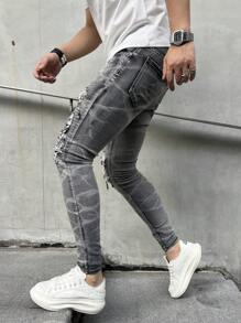 Herren Mode Streetwear Stil Destroyed Skinny Denim Jeans