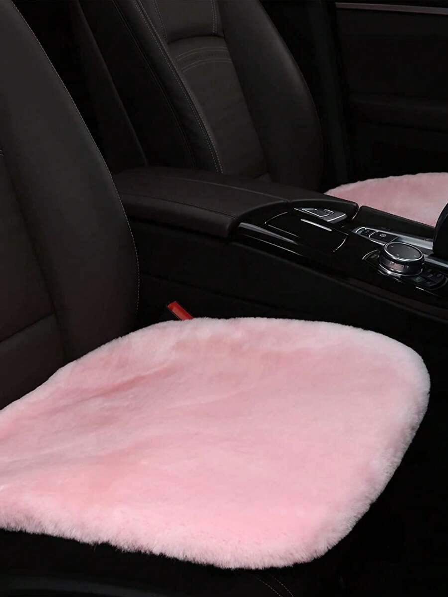 1pc Pink Plush Car Front Seat Cushion, Universal Auto Interior Decoration,Car Acessesories