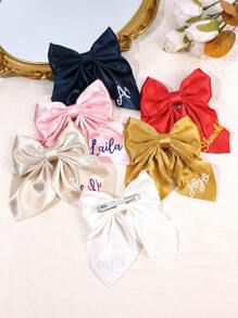 1 pièce nœud papillon personnalisé avec nom, nœuds papillons pour les cheveux des filles. Barrettes à pince alligator avec nœud papillon de couleur unie. Barrettes élégantes en ruban de satin unicolore. Accessoires pour cheveux pour filles, cadeaux de mariage et d'anniversaire, accessoires de cheveux pour mariée et tout-petits