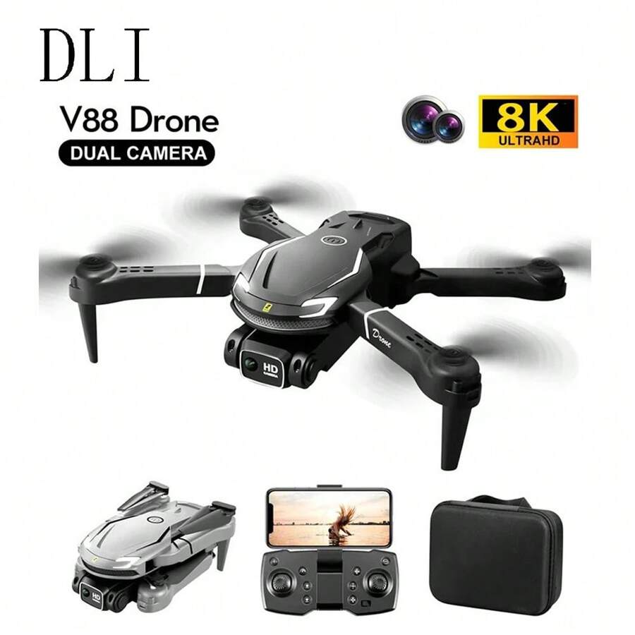 DLI 2.4G Drone V88 Professional Dual Camera 8K WIFI FPV 360°Flip Height Hold - Xám - Xem 1