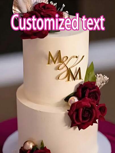 1pc Customized Acrylic Cake Brand, Shiny Birthday Cake Decoration - Gold/Silver/Rose Gold Acrylic, Perfect For Birthday Party Cake Decoration, Wedding-Festive Cake Accessories | Sparkling Cake Decoration | Sparkling Finishes, Cake Decoration Supplies, No Battery Required,Multi-Functional, ,Ornamental,Reusable,Exquisite,Stylish,High-Quality,Colorful,Modern,Custom,Personalized,Unique,Home Refresh,Customized Cake Tags,Warm Ambience, Autumn Home Refresh