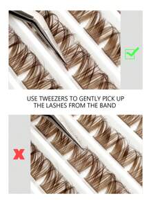 100pcs D Curl Brown DIY Cluster Lashes, Easy-Apply Individual Lash Extensions, Reusable Eyelash Clusters