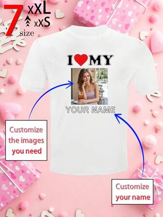 1pc,Customized T-Shirts, Men's T-Shirts With High-Definition Avatars, Halloween Style T-Shirts, New Heat Transfer Printing Technology, High-Definition Images, Comfortable, High Elasticity, The Best Gift For Girlfriends/Wives