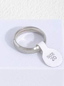 1pc Minimalist Stainless Steel Ring For Men - Silver - View 9