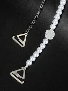 2 regulowane ramiączka do biustonosza zdobione perłami, odpinany łańcuszek na klatkę piersiową, pasek na ramię do bielizny, odkryte plecy na imprezę Rave