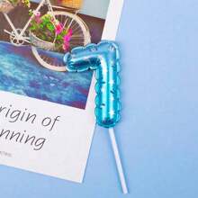 Blue Star & Heart Printed Number Birthday Candle Cake Decorative Inserts - Blue - View 11