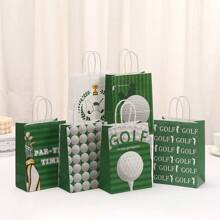 6/12/24pcs/Set Golf Sports Series Kraft Paper Printed Bags, Packaging Bags For Party Gift, Kraft Paper Bags