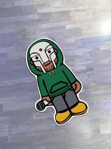 1 Piece Fun Pattern Soft Rug For Bedroom, Area Carpet With Cool Singer Man In Mask, Anti-Slip Carpet For Bedroom, Door Mat, Home Decor - Green - View 6