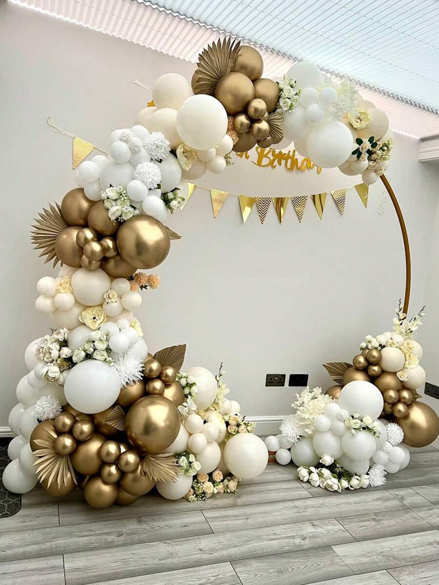 150pcs White Sand Gold Balloons Garland Arch Kit Beige White Gold ...