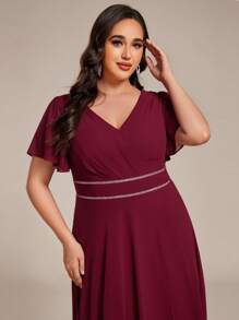 Plus Elegant Chiffon High-Low Bridesmaid Wedding Guest Dresses For Wedding - Burgundy - View 5