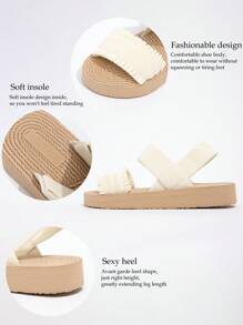 新款春夏女鞋，KATE MIUCH原创设计，四季皆宜，法式时尚，简约甜美，可爱风格，适合搭配连衣裙。无论是海滩度假、音乐节、派对，还是搭配荷叶边裙，这款白色女凉鞋都融合了波西米亚风、自然风和艺术元素，清新迷人，可爱活力。同时，它还具有抗衰老、实用、轻便、舒适、减震、透气和拉长腿部线条等优点。 - 白色 - 查看 3