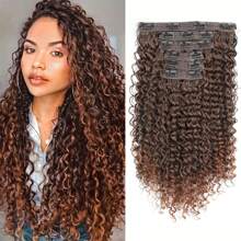 Extensiones de cabello sintético resistente al calor de 66 cm (26 pulgadas) con rizos crespos, con doble trama y 16 clips, ideal para cabello largo rizado, set de 6 piezas - Multicolor - Ver 17