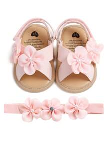 女童户外凉鞋，优雅白色，夏季 - 珊瑚粉 - 查看 4