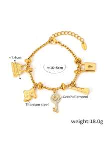 316L Stainless Steel Charm Bracelet For Women 18K Gold Plated Waterproof No Tarnish Women's Multiple Different Pendant Bracelets Gift