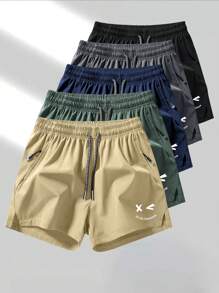 1 Pc, Multi-Color Option, Men's Running Sports Shorts, Summer Casual Quick-Dry Breathable Shorts - Khaki - View 5