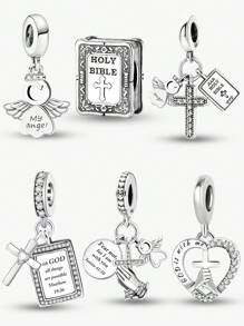 1PC 925 Bạc Sterling Love Angels Series Charm Bead Phù hợp cho Vòng tay, Vòng đeo tay, Trang sức DIY và Trang phục hàng ngày Trang trí phù hợp cho bé gái Ngày lễ tình nhân - Bạc - Xem 2