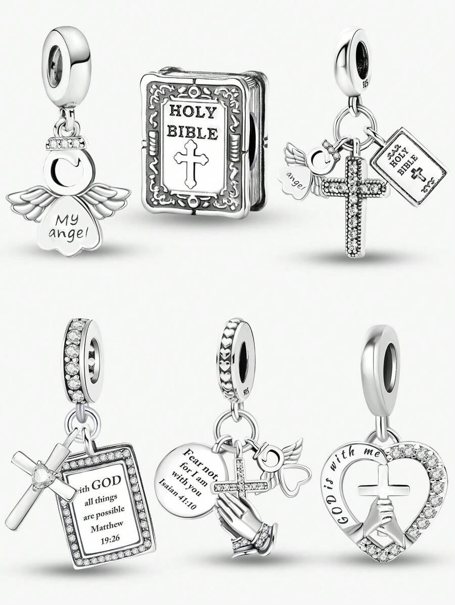 1PC 925 Bạc Sterling Love Angels Series Charm Bead Phù hợp cho Vòng tay, Vòng đeo tay, Trang sức DIY và Trang phục hàng ngày Trang trí phù hợp cho bé gái Ngày lễ tình nhân