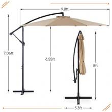 9.8ft Offset Patio Cantilever Parasol Outdoor Sunshade With Easily Adjustable Tilt, 8 Ribs, UV Protection For Backyard, Lawn And Pool