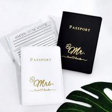 2PCS Mr Mrs PU Leather Lovers Passport Cover Passport Case Passport Holder Passport Wallet Card Holder Crown Graphic Lightweight Fashion Travel Accessories For Flight For Women Or Men Gift For Couples - Multicolor - View 2