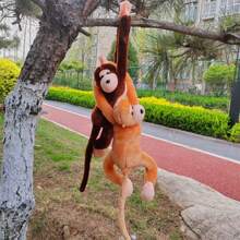 Macaco Pelúcia Com Som E Luz De Pendurar Antialérgico Grita Brinquedo Divertido - Amarelo - Visão 6