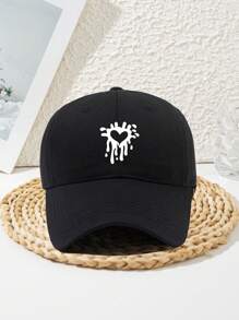 1pc Unisex Heart Splatter Flowing Pattern Adjustable Casual Streetwear Baseball Cap, Polyester Material, No UV Protection, Suitable For Outdoor Sports, Spring/Summer/Autumn/Winter