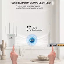 Amplificador de señal WiFi para el hogar, extensor de alcance WiFi mejorado, repetidor Wifi Amplificador Señal 300mbps,con 4 antenas externas de alta potencia, Gran cobertura, con WPS - Tipo de Enchufe A USA (110-127V) - Ver 8