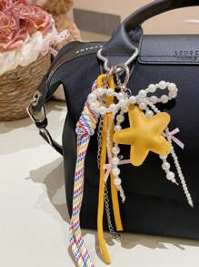 1 pièce Accessoire de sac en forme d'étoile rose style Y2K, accessoire de sac en chenille, accessoire de porte-clés pouvant être utilisé comme pendentif pour sac, pendentif. Cadeau de la Saint-Valentin, élégant pour les adolescentes, les femmes, les étudiantes, les enseignantes, les cols blancs, les nouveaux employés. Accessoires de décoration, cadeaux, accessoires de voiture, breloques porte-clés, fournitures scolaires, cadeaux pour enseignants